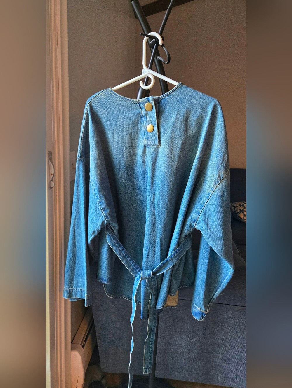 Banana Republic Blue Denim Tie-Waist Top Size Xl - Picture 15 of 16